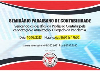 SINCONTABIL-PB realiza o “Seminário Paraibano de Contabilidade” no próximo dia 10