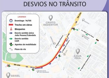 Desvios para construção de novo viaduto começam neste domingo em João Pessoa