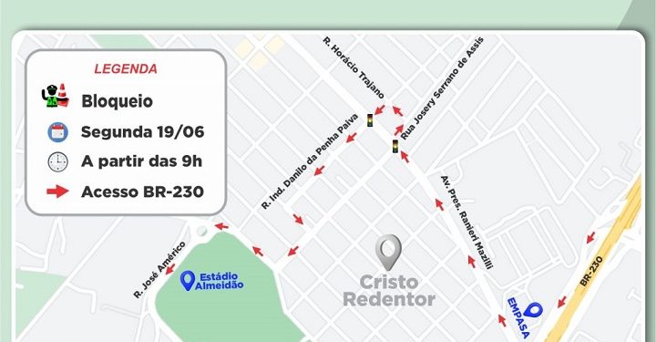 Semob de João Pessoa faz mudança temporária no trânsito nas imediações da Empasa