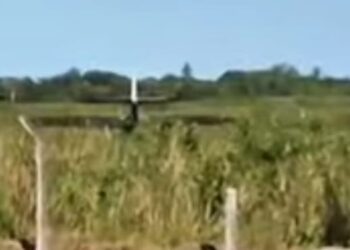 Avião de pequeno porte cai próximo à cabeceira da pista do aeroporto Castro Pinto